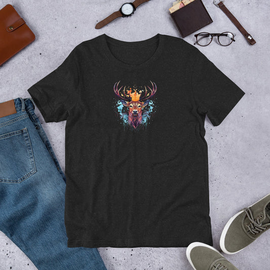Colorful Deer Head Design Unisex T-Shirt | Bright and Eye-Catching Tee - Deer Stag Head - Majestic Antlers - PennyJellies