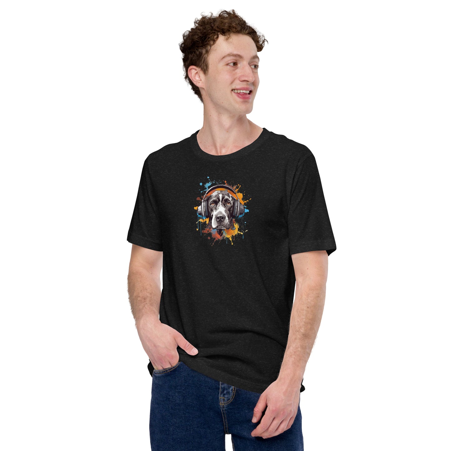Springador With Headphones T-Shirt - Dog Lover Tee - Cute and Magical Canine Apparel - Dog lover gift - Dog-inspired tee - Canine portrait - PennyJellies