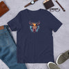 Colorful Deer Head Design Unisex T-Shirt | Bright and Eye-Catching Tee - Deer Stag Head - Majestic Antlers - PennyJellies