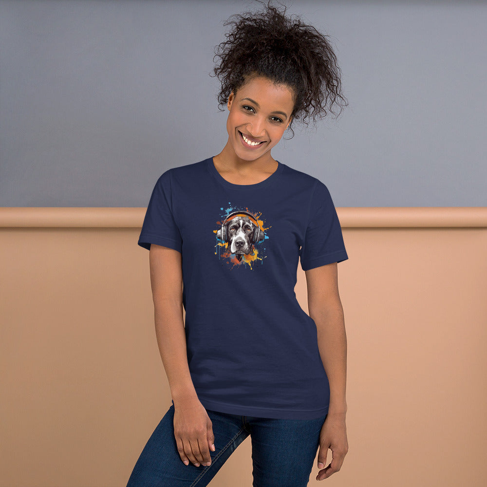 Springador With Headphones T-Shirt - Dog Lover Tee - Cute and Magical Canine Apparel - Dog lover gift - Dog-inspired tee - Canine portrait - PennyJellies